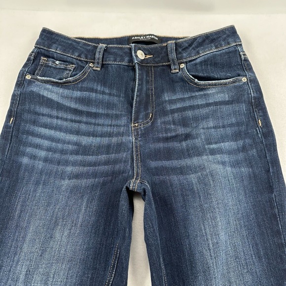 Ashley Mason Women Size 7/28 Flare Jeans  Blue Floral Embroidery Hippie Boho Y2K - Picture 3 of 9